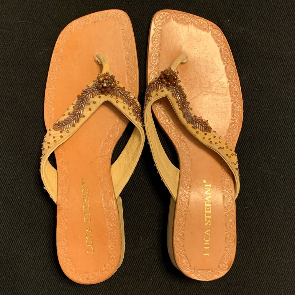 Luca Stefani beaded leather sandals new Sz 8